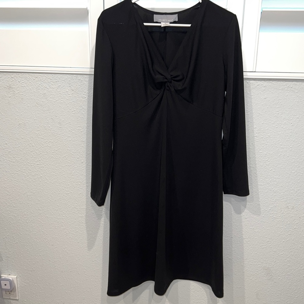 Black Long Sleeved Midi Dress, Size: M